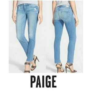 Paige Skyline Ankle Peg Skinny Jeans Lightwash Blue Denim Size 32/14 Nice!